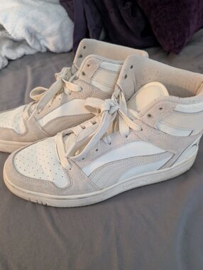 Puma Cream and White High-Top Sneakers